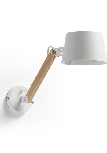 KAVE HOME Move vegglampe - hvit/naturmetall/tre 