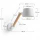 KAVE HOME Move vegglampe - hvit/naturmetall/tre 