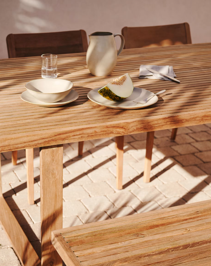 KAVE HOME Canadell hagebord, rektangulrt - naturlig resirkulert teak (220x100)