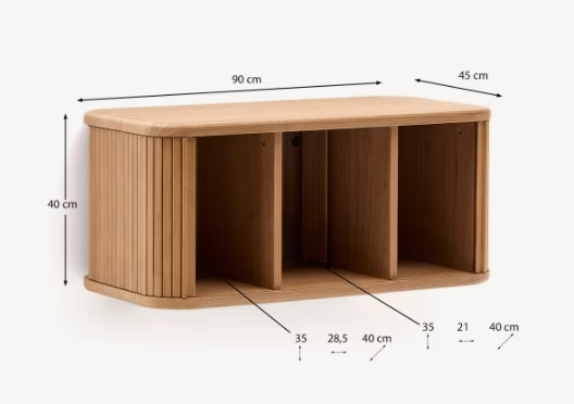 KAVE HOME Mailen baderomsskap, m. 2 skyvedrer - finér i naturlig ask (90x45)