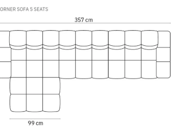 MICADONI Kendal hjrnesofa, venstre, 5 seter - antrasittgr flyel og svart bketre