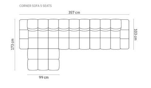 MICADONI Kendal hjrnesofa, venstre, 5 seter - antrasittgr flyel og svart bketre