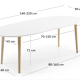 KAVE HOME oval Oakland spisebord, m. udtr�k - hvid MDF og natur b�getr� (140(220)x90) 