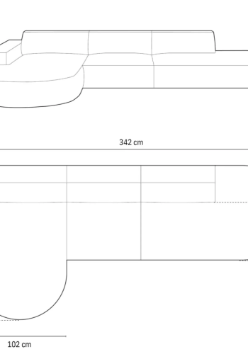 MICADONI Jodie hjrnesofa, venstre, 4 seter - bltt stoff og sort plast66x70