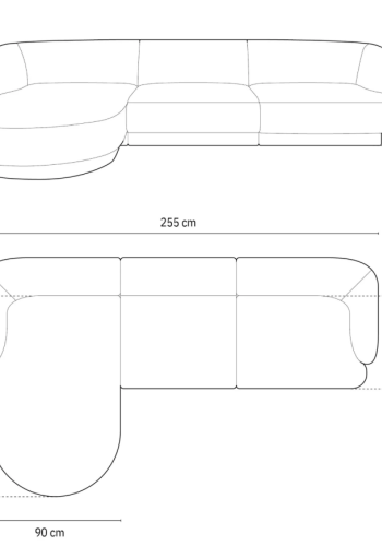 MICADONI Miley hjrnesofa, venstre, 4 seter - sort chenille og sort plast