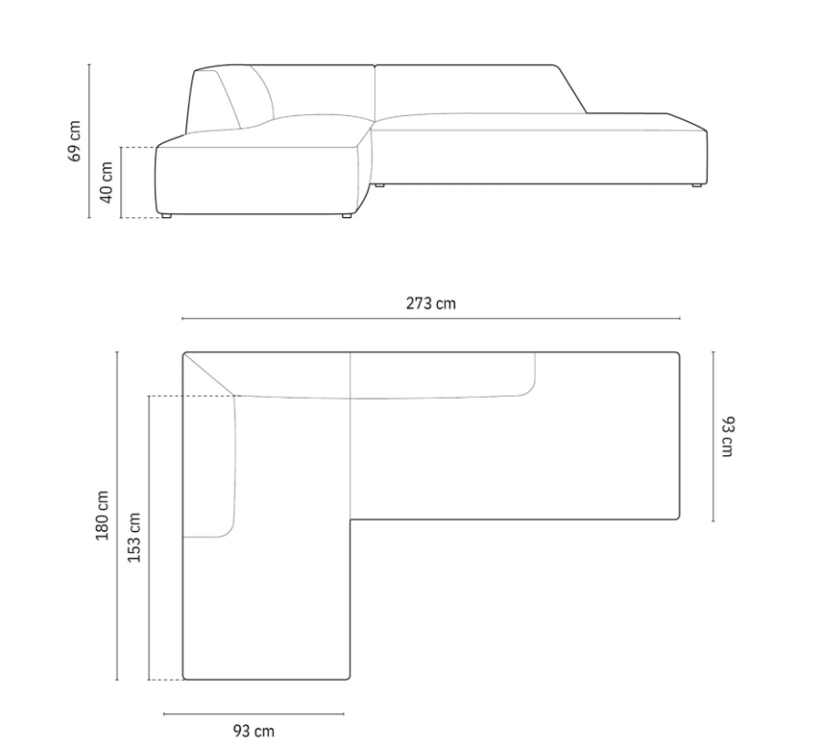 MICADONI Ruby hjrnesofa, venstre, 4 seter - antrasittgr flyel og sort plast