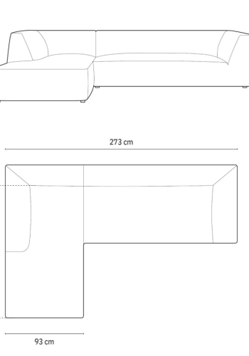 MICADONI Ruby Modul Ecksofa, links, 4 Sitze – blauer Cordsamt und schwarzer Kunststoff