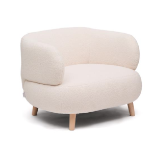 KAVE HOME Luisa ftlj i vit boucl med ben i massivt boktr