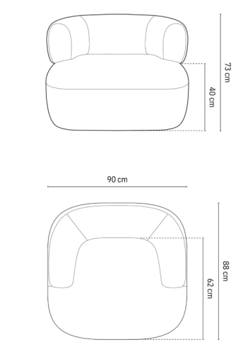 MICADONI Jenny lenestol, m armlener, 1 sete - gr boucl og sort plast