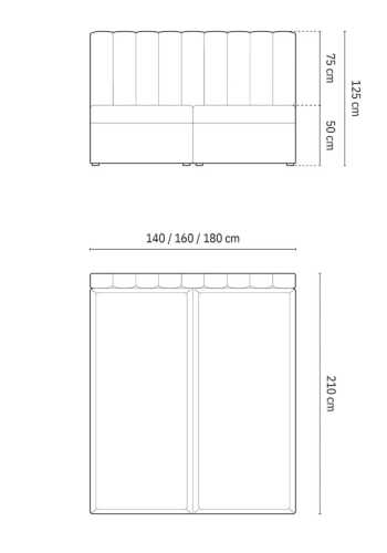 MICADONI Kelp Boxspring seng, med hodegjerde, Boxspring/madrass, overmadrass - bl flyel (200x160)