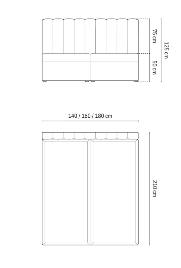 MICADONI Kelp Boxspring seng, med hodegjerde, Boxspring/madrass, overmadrass - bl flyel (200x160)