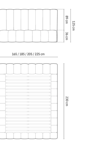 MICADONI Kelp sengeramme, med sengegavl og lameller - gr flyel og svart plast (200x200)