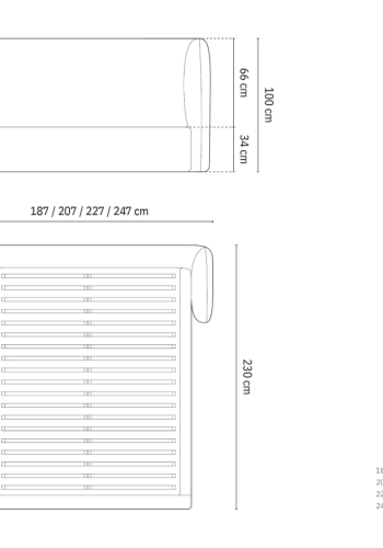 MICADONI Miley sengeramme, med sengegavl og lameller - beige flyel (160x200)