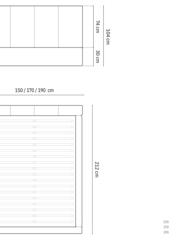 MICADONI Pyla sengeramme, med sengegavl og lameller - antrasittgr flyel (140x200)