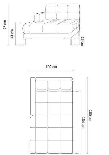 MICADONI Mamaia sjeselong, venstre - beige flyel og svart metall (185x102x75)