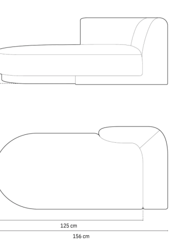 MICADONI Miley sjeselong, venstre - brun flyel og svart plast (150x95x70)