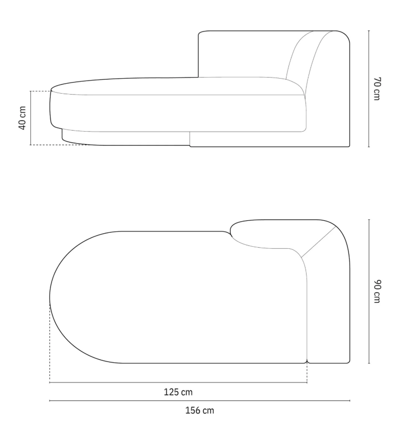 MICADONI Miley sjeselong, venstre - grnn flyel og svart plast (150x95x70)