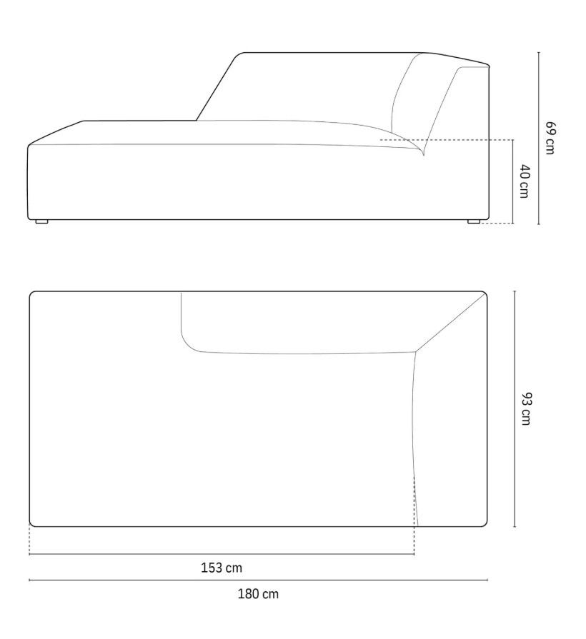 MICADONI Ruby sjeselong, hyre - grnn flyel og svart plast (180x93x69)