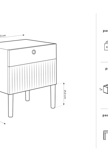 MICADONI Noa nattbord, m. 2 skuffer - brunt tre og brun eik (45x37x51)
