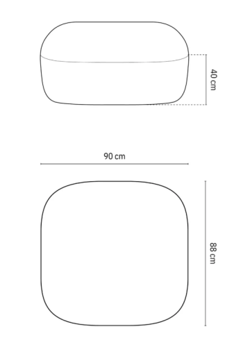 MICADONI Jenny-puff, rektangulr - antrasittgr chenille og svart plast (90x88x40)0