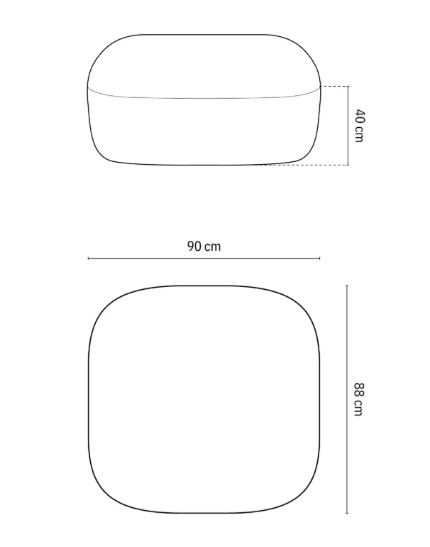 MICADONI Jenny-puff, rektangulr - antrasittgr chenille og svart plast (90x88x40)0