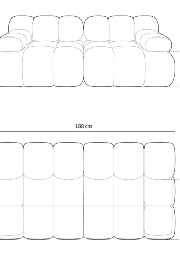 MICADONI Bellis Modul sofa, 2 seter - beige velour og sort plast