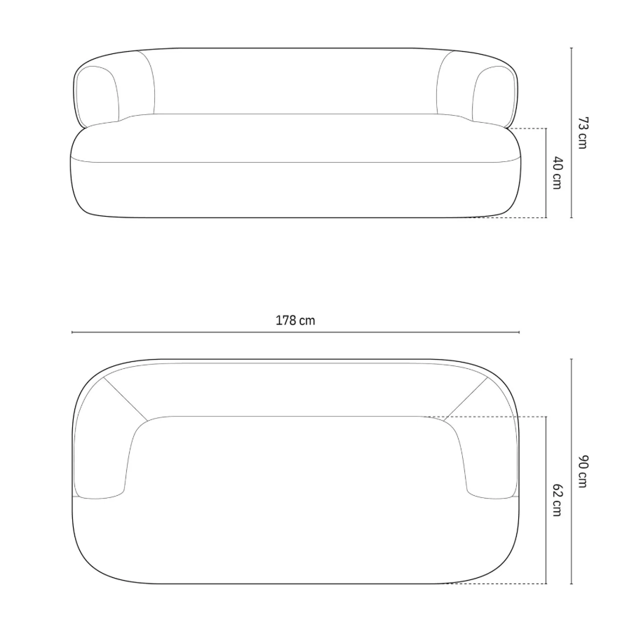 MICADONI Jenny sofa, 3 seter - grnn chenille og sort plast