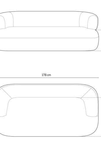 MICADONI Jenny sofa, 3 seter - gr boucl og sort plast