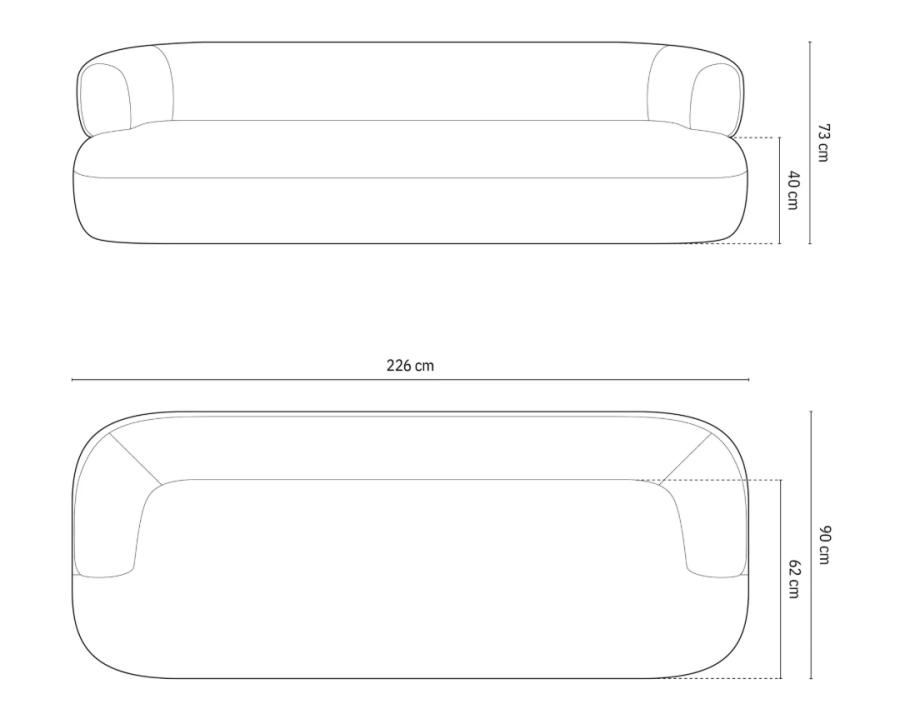 MICADONI Jenny sofa, 4 seter - brun boucl og sort plast