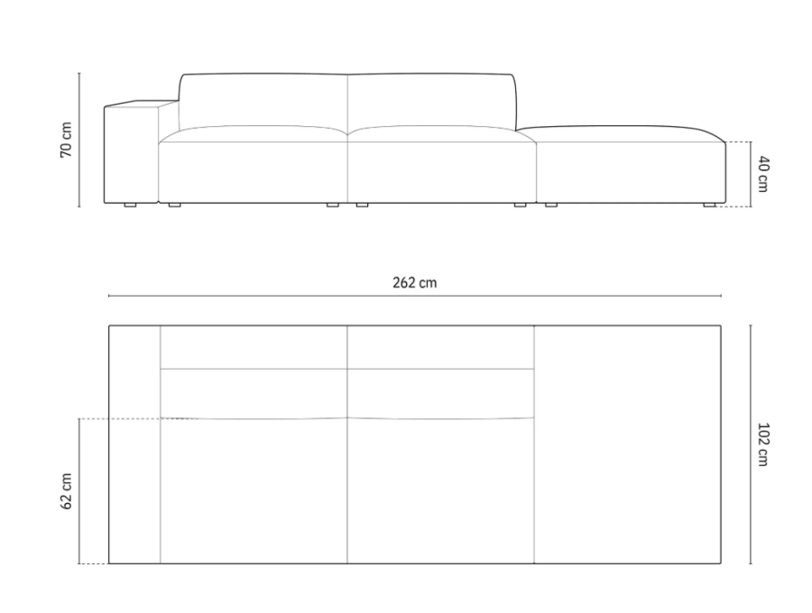 MICADONI Jodie sofa, hyre, 3 seter - grnt stoff og sort plast