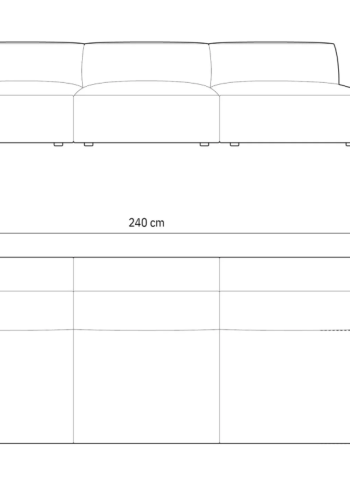 MICADONI Jodie sofa, 3 seter - beige stoff og sort plast