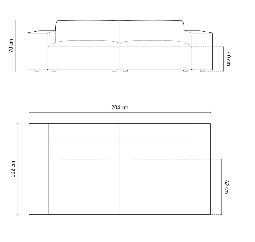 MICADONI Jodie sofa, 4 seter - grnt stoff og sort plast