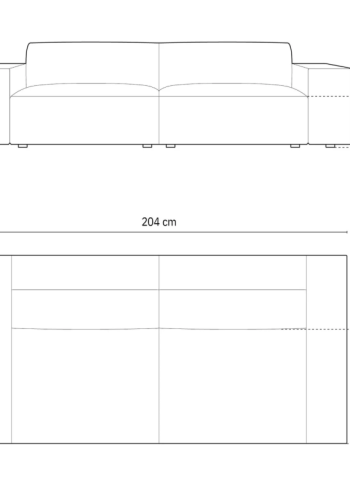 MICADONI Jodie sofa, 4 seter - bltt stoff og sort plast