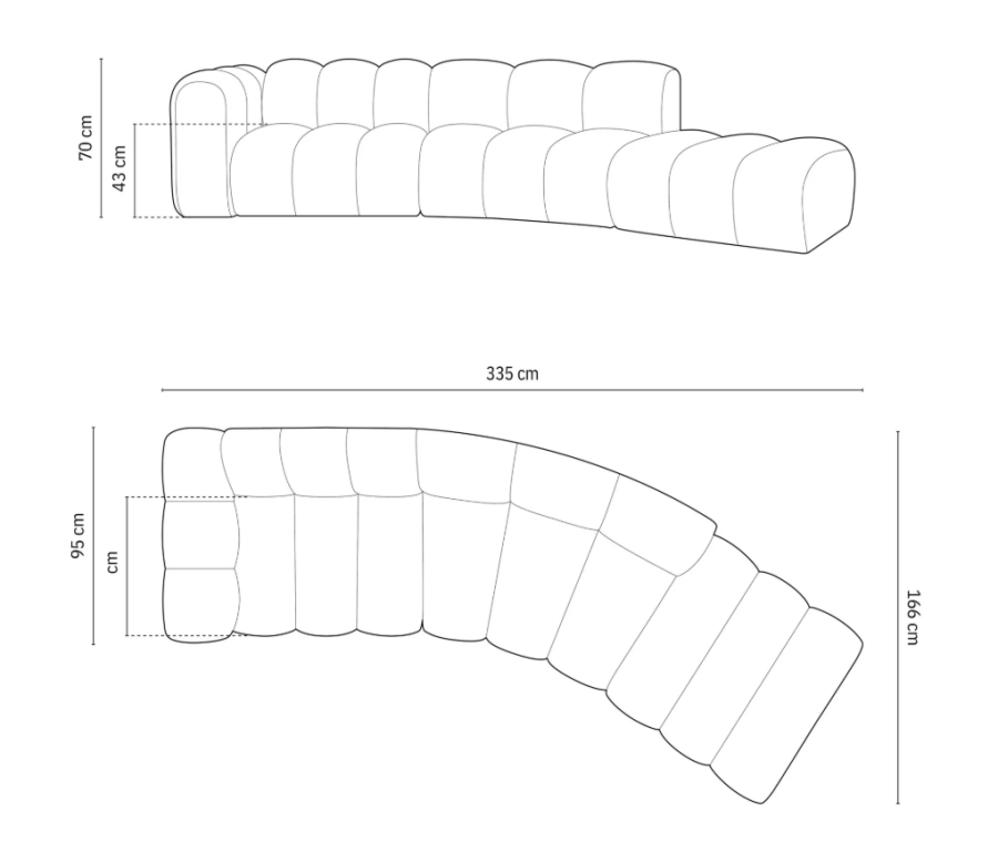MICADONI Lupin Modul sofa, hyre, 5 seter - svart flyel og sort plast