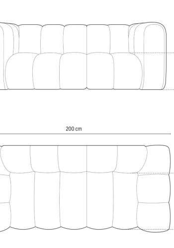 MICADONI Lupin sofa, 2 seter - oransje flyel og sort plast