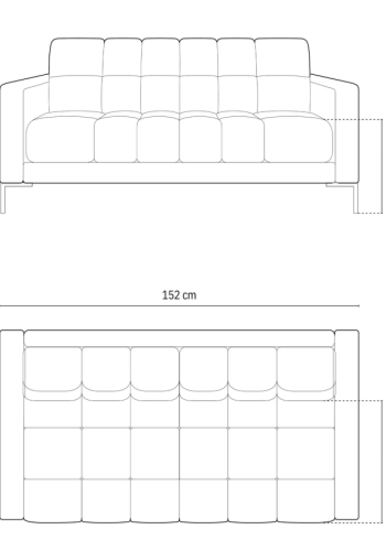 MICADONI Mamaia sofa, 2 seter - grnt stoff og svart metall
