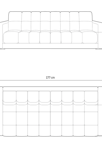 MICADONI Mamaia sofa, 3 seter - gul flyel og sort metall
