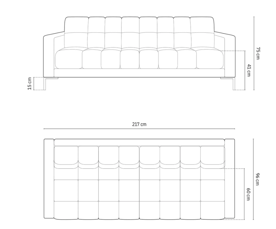 MICADONI Mamaia sofa, 4 seter - beige flyel og sort metall