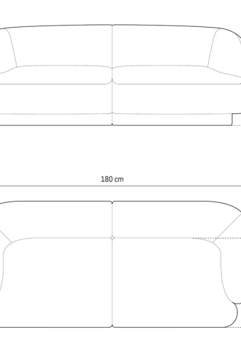 MICADONI Miley sofa, 2 seter - beige flyel og sort plast