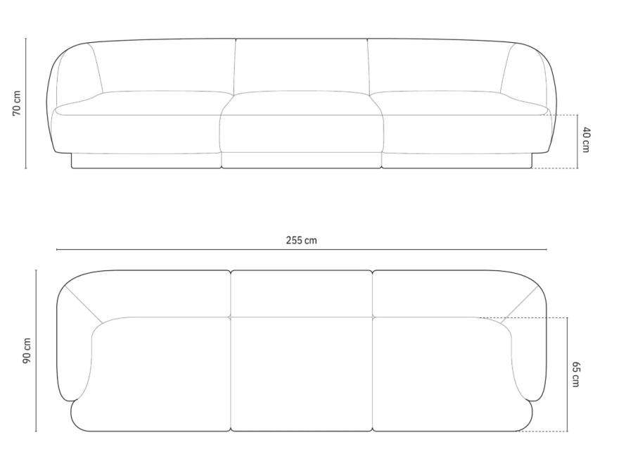 MICADONI Miley sofa, 3 seter - grnn flyel og sort plast