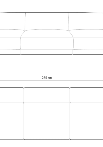 MICADONI Miley sofa, 3 seter - beige flyel og sort plast