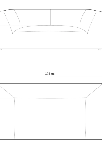 MICADONI Ruby sofa, 2 seter - grnt stoff og sort plast