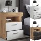 VCM NORDIC Slepal L Nachttisch, m. 1 Fach, 2 Schubladen - Weiß und Naturholz (45x39)