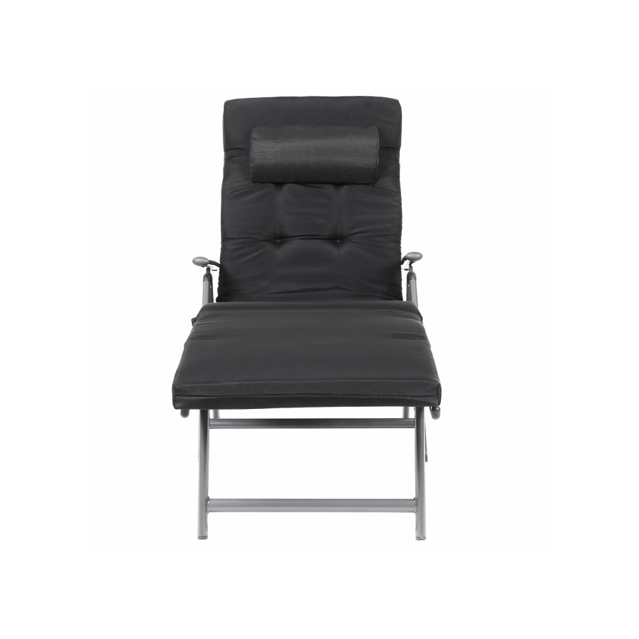 SONGMICS GCB24BK solseng, b. 6 cm. madrass, avtakbar nakkest�tte, sammenleggbar - svart syntetisk stoff og rustfritt aluminium