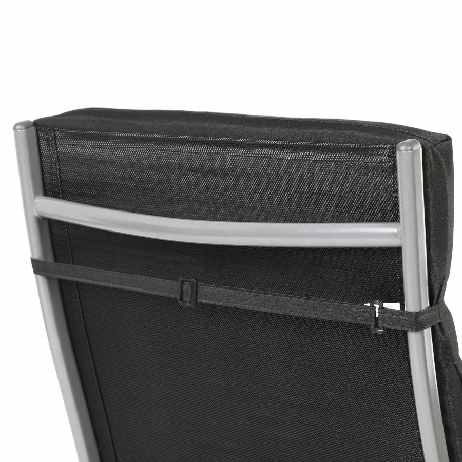 SONGMICS GCB24BK solseng, b. 6 cm. madrass, avtakbar nakkest�tte, sammenleggbar - svart syntetisk stoff og rustfritt aluminium