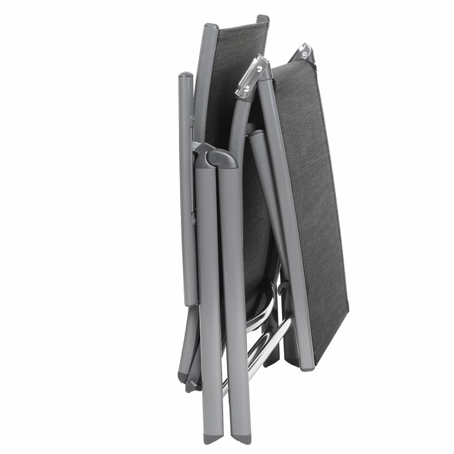 SONGMICS GCB24BK solseng, b. 6 cm. madrass, avtakbar nakkest�tte, sammenleggbar - svart syntetisk stoff og rustfritt aluminium