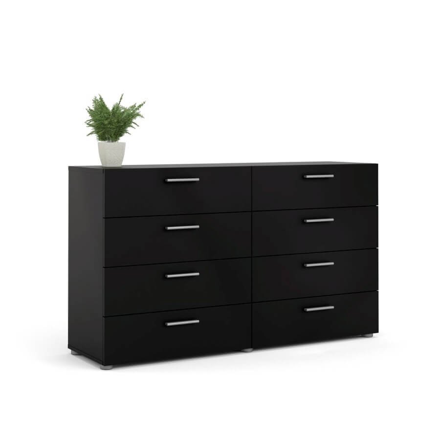 TVILUM Pepe Kommode - Schwarz matt in Eichenstruktur, mit 8 Schubladen