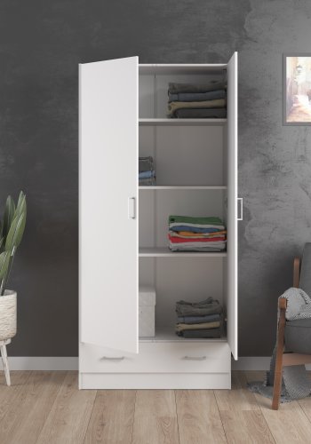 TWILUM Space garderob 2 drrar, 1 lda, 3 hyllplan - vit folie/spnskiva