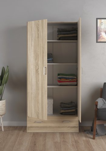 TVILUM Space Garderobe 2 drer + 1 skuff - Pakke Eik struktur Eik struktur