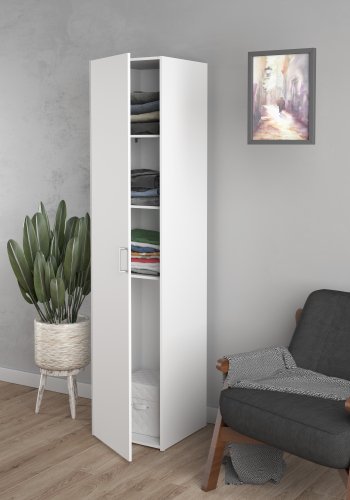 TVILUM Space Kleiderschrank 1 Tür und 3 Einlegeböden - weiße Folie/Spanplatte